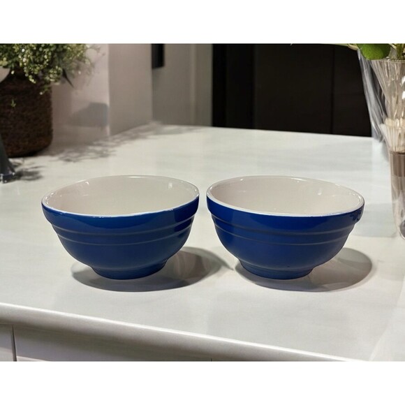 Target Home Blue White Stoneware Bowls Oven Safe 6” Wide Diameter Set Of 2 - Picture 1 of 14